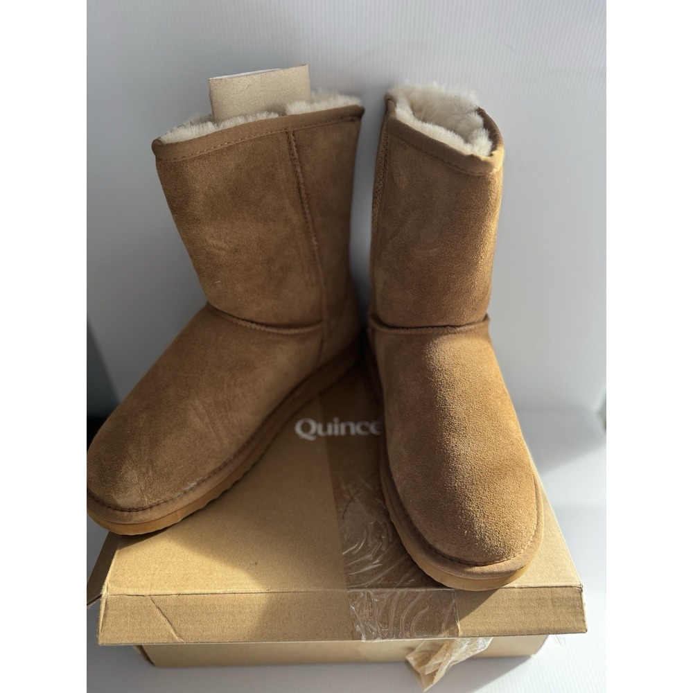 Quince 100% Shearling Australian Midcalf Boots Pecan Women's 10 NEW